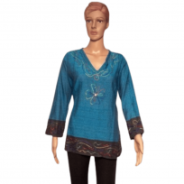 women-s-turquoise-blue-cotton-casual-top