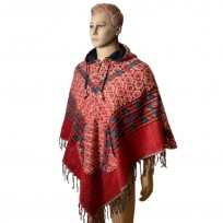 handwoven-himalayan-wool-poncho-with-hood-red-boho-style